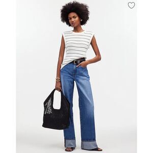 NWT Madewell Puff-Trim Sweater Vest in Stripe $88